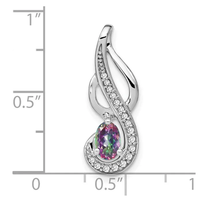 Goldia Necklaces Solid 14k White Gold Mystic Fire Topaz and Simulated CZ Swirl Pendant Goldia Necklaces Solid 14k White Gold Mystic Fire Topaz and Simulated CZ Swirl Pendant