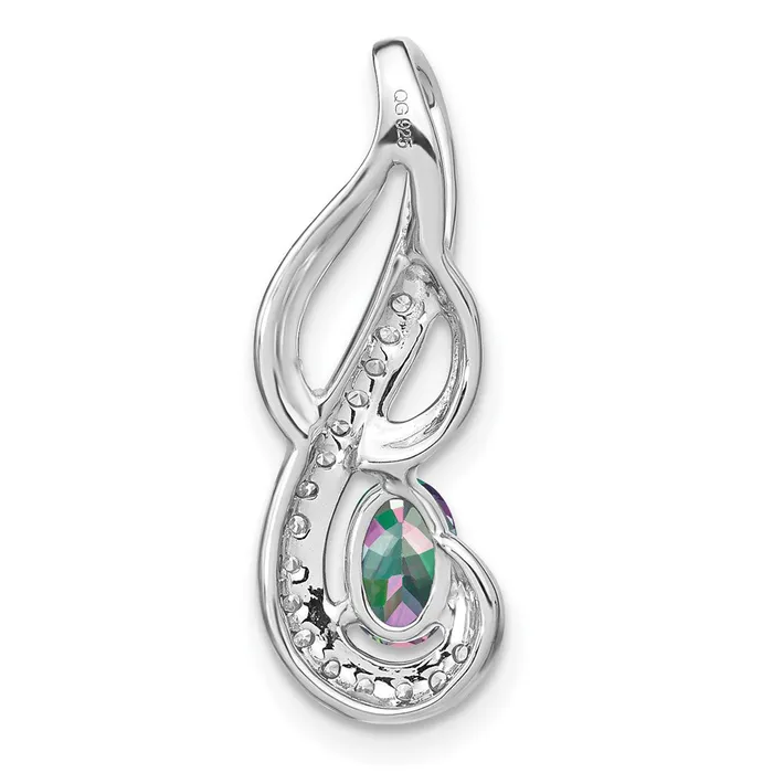 Goldia Necklaces Solid 14k White Gold Mystic Fire Topaz and Simulated CZ Swirl Pendant Goldia Necklaces Solid 14k White Gold Mystic Fire Topaz and Simulated CZ Swirl Pendant