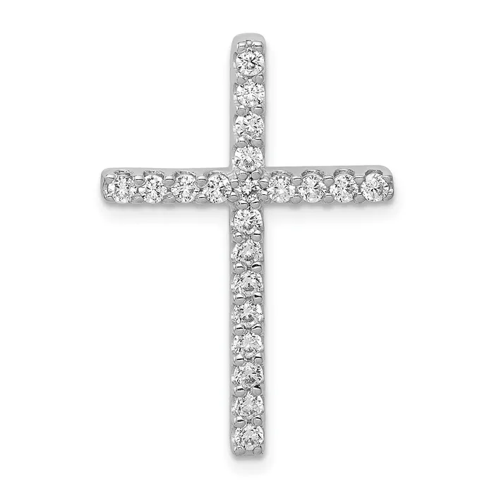Goldia Necklaces Solid 14k White Gold Simulated CZ Cross Pendant