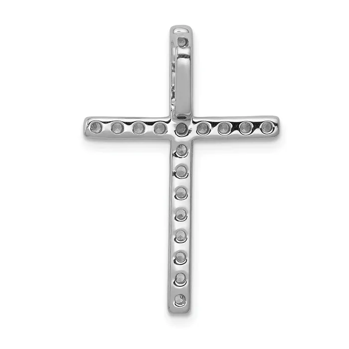 Goldia Necklaces Solid 14k White Gold Simulated CZ Cross Pendant