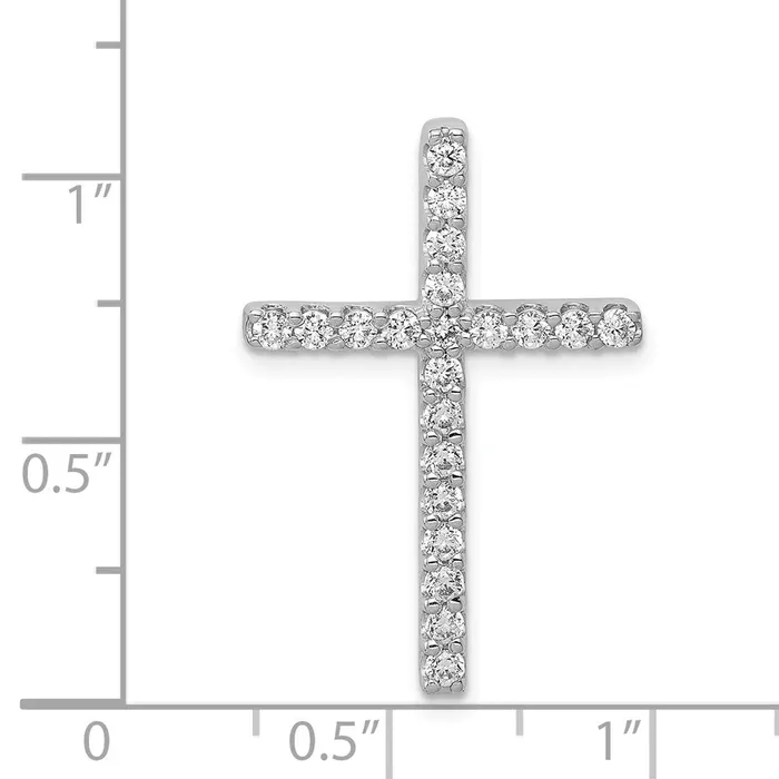 Goldia Necklaces Solid 14k White Gold Simulated CZ Cross Pendant