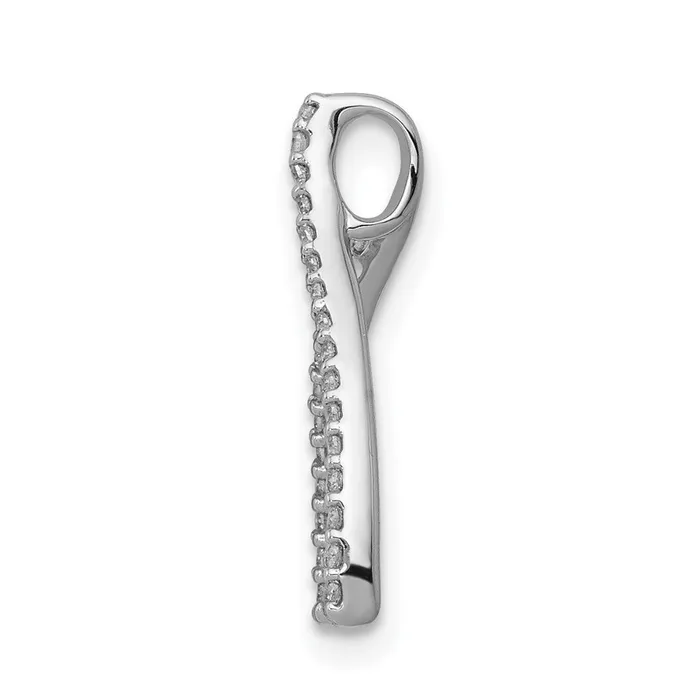 Goldia Necklaces Solid 14k White Gold Simulated CZ Wishbone Chain Slide