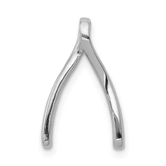 Goldia Necklaces Solid 14k White Gold Simulated CZ Wishbone Chain Slide