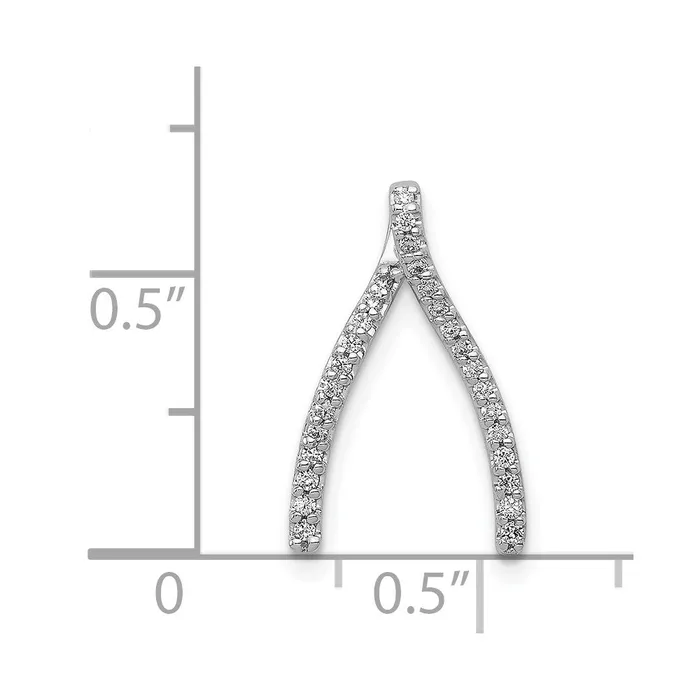 Goldia Necklaces Solid 14k White Gold Simulated CZ Wishbone Chain Slide