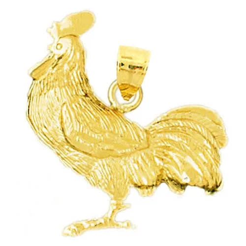 Goldia PreStyled Sets 14K Gold Big Comb Rooster Pendant