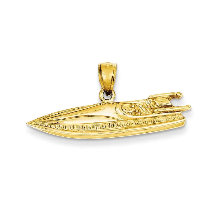 Goldia PreStyled Sets 14k Yellow Gold 2D Speed Boat Pendant