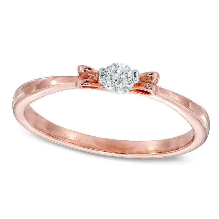 Goldia Rings 025 CT Natural Clarity Enhanced Diamond Solitaire Bow Ring in Solid 10K Rose Gold Goldia Rings 025 CT Natural Clarity Enhanced Diamond Solitaire Bow Ring in Solid 10K Rose Gold