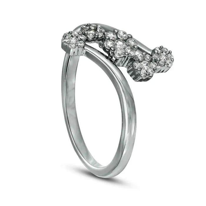 Goldia Rings 033 CT TW Composite Natural Diamond Five Stone Bypass Ring in Solid 10K White Gold Goldia Rings 033 CT TW Composite Natural Diamond Five Stone Bypass Ring in Solid 10K White Gold