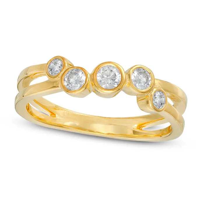 Goldia Rings 033 CT TW Natural Diamond BezelSet Split Shank Ring in Solid 10K Yellow Gold Goldia Rings 033 CT TW Natural Diamond BezelSet Split Shank Ring in Solid 10K Yellow Gold