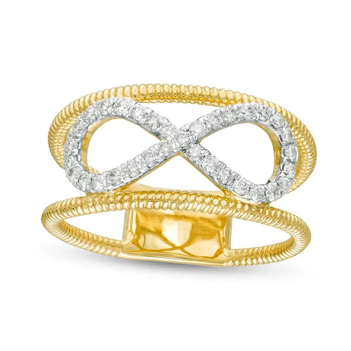 Goldia Rings 033 CT TW Natural Diamond Infinity Open Shank Ring in Solid 10K Yellow Gold Goldia Rings 033 CT TW Natural Diamond Infinity Open Shank Ring in Solid 10K Yellow Gold