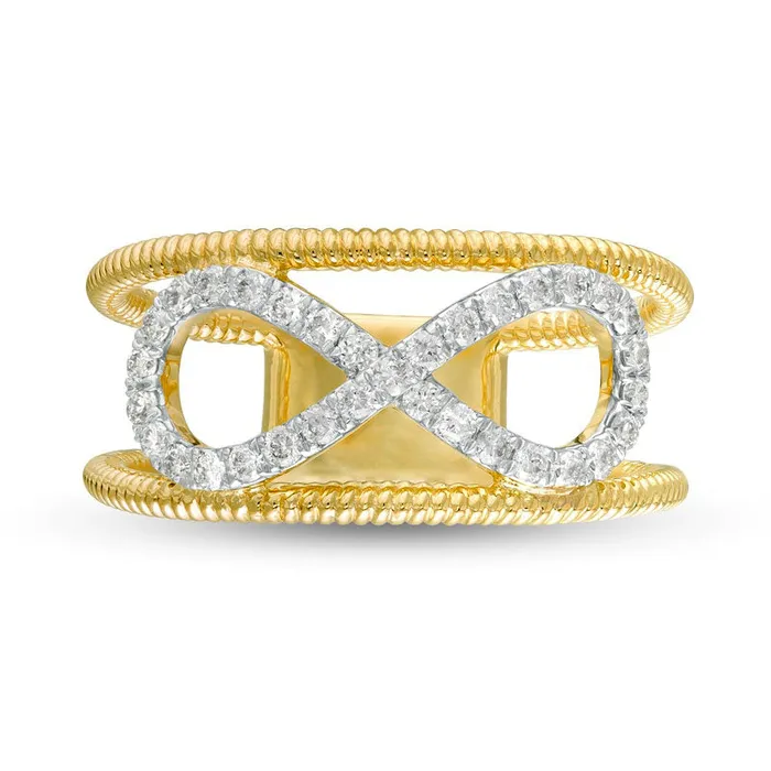 Goldia Rings 033 CT TW Natural Diamond Infinity Open Shank Ring in Solid 10K Yellow Gold Goldia Rings 033 CT TW Natural Diamond Infinity Open Shank Ring in Solid 10K Yellow Gold