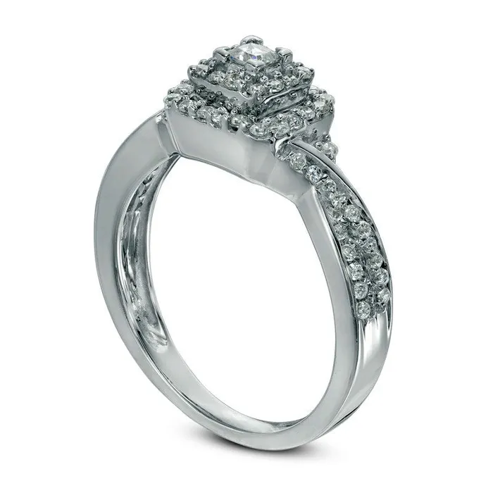 Goldia Rings 033 CT TW PrincessCut Natural Diamond Frame Engagement Ring in Solid 10K White Gold Goldia Rings 033 CT TW PrincessCut Natural Diamond Frame Engagement Ring in Solid 10K White Gold
