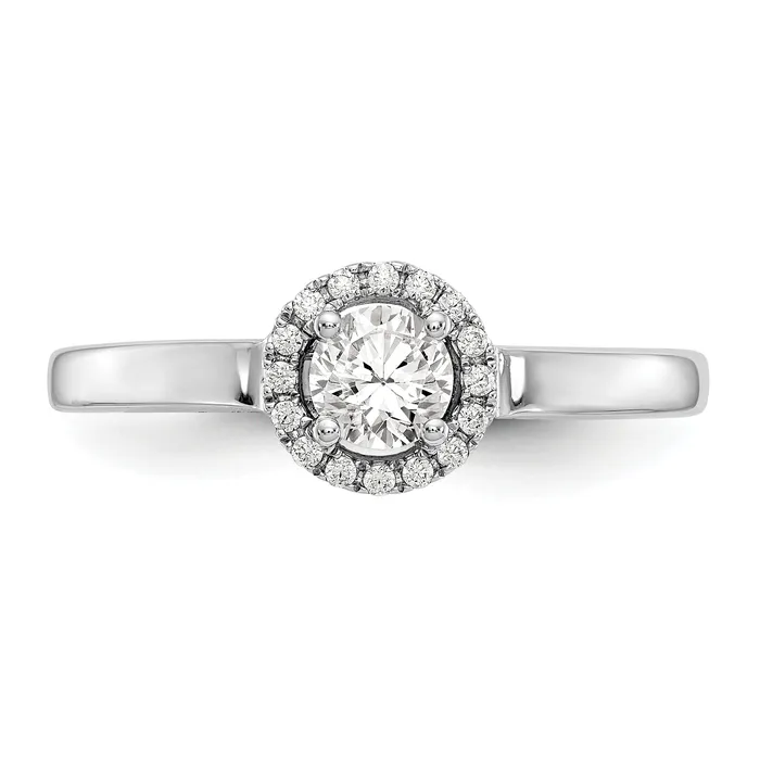 Goldia Rings 033ct CZ Solid Real 14K White Gold Round Halo Engagement Ring