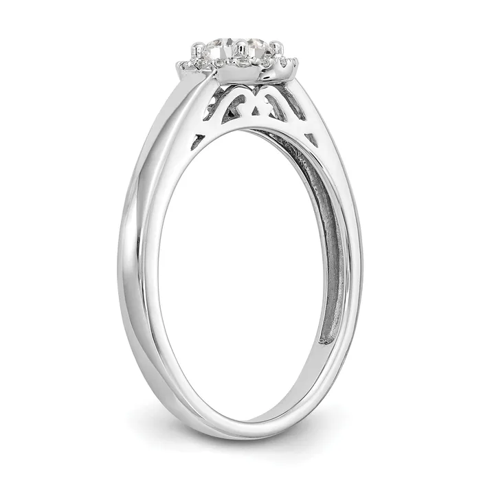 Goldia Rings 033ct CZ Solid Real 14K White Gold Round Halo Engagement Ring