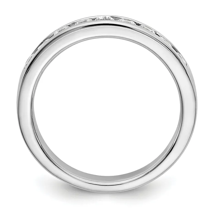 Goldia Rings 045ct CZ Solid Real 14K White Gold 923mm Stone Channel Wedding Band Ring