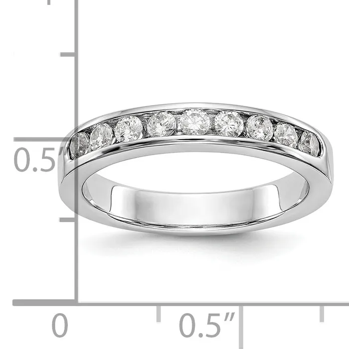 Goldia Rings 045ct CZ Solid Real 14K White Gold 923mm Stone Channel Wedding Band Ring