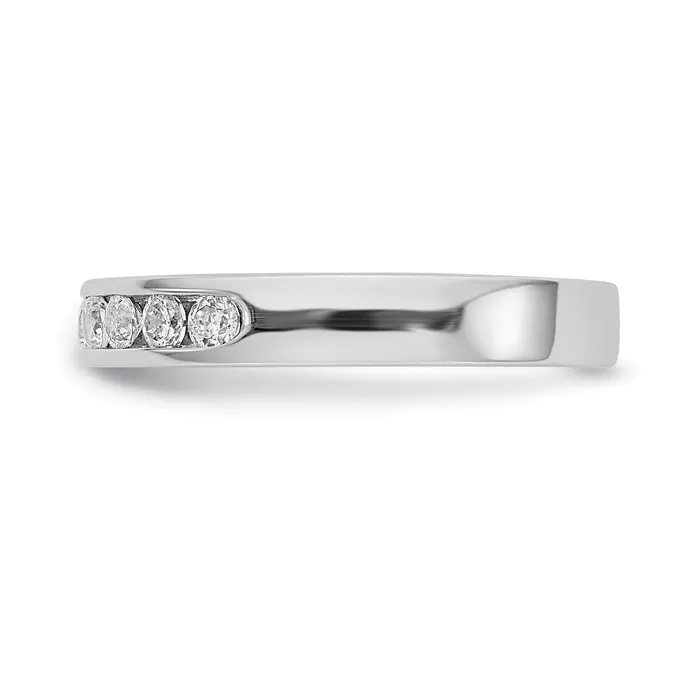 Goldia Rings 045ct CZ Solid Real 14K White Gold 923mm Stone Channel Wedding Band Ring