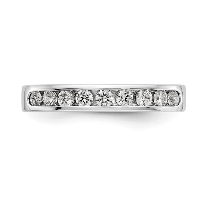 Goldia Rings 045ct CZ Solid Real 14K White Gold 923mm Stone Channel Wedding Band Ring