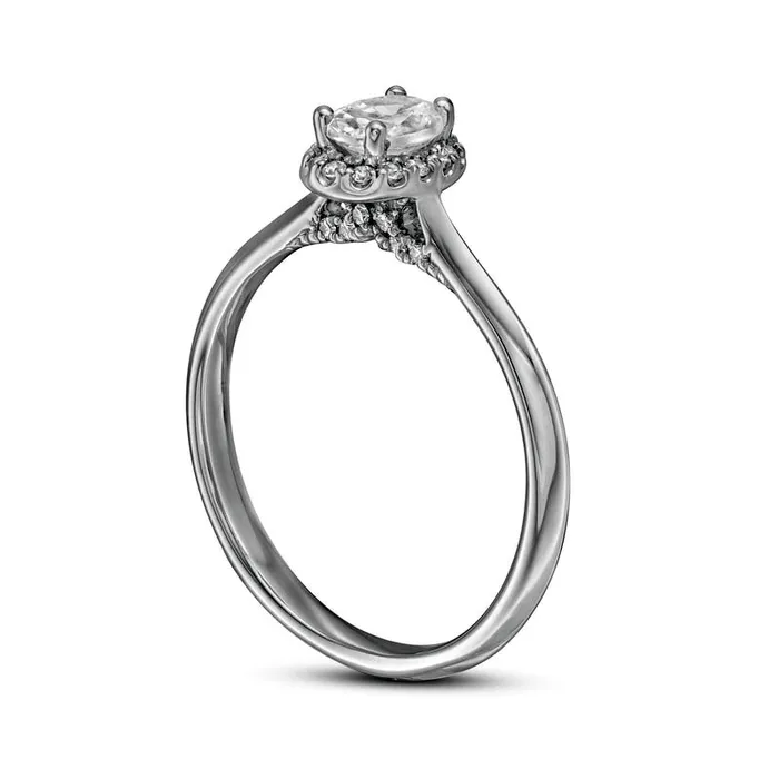 Goldia Rings 050 CT TW Oval Natural Diamond Frame Engagement Ring in Solid 14K White Gold Goldia Rings 050 CT TW Oval Natural Diamond Frame Engagement Ring in Solid 14K White Gold