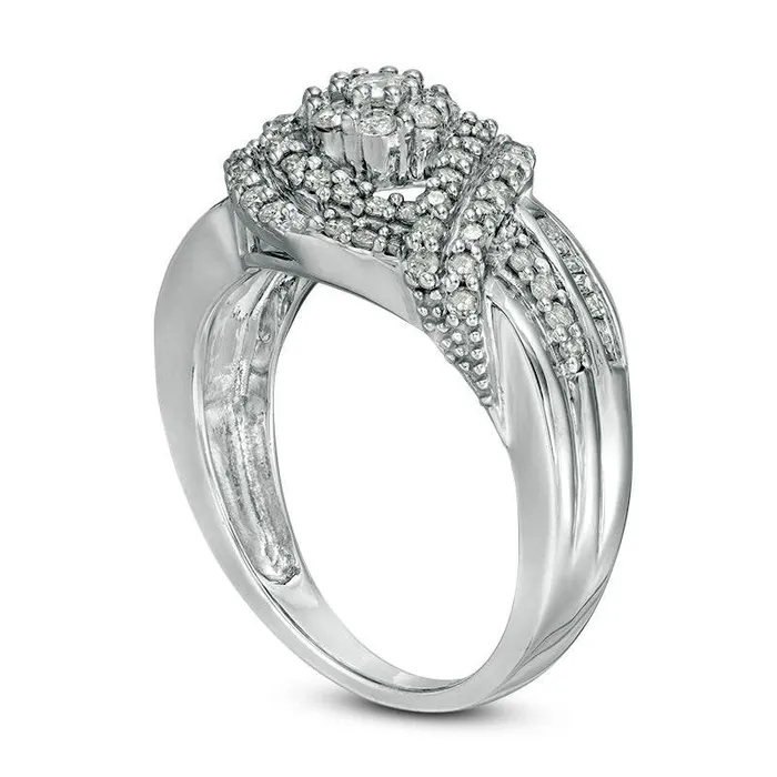 Goldia Rings 075 CT TW Composite Natural Diamond Bypass Engagement Ring in Sterling Silver Goldia Rings 075 CT TW Composite Natural Diamond Bypass Engagement Ring in Sterling Silver
