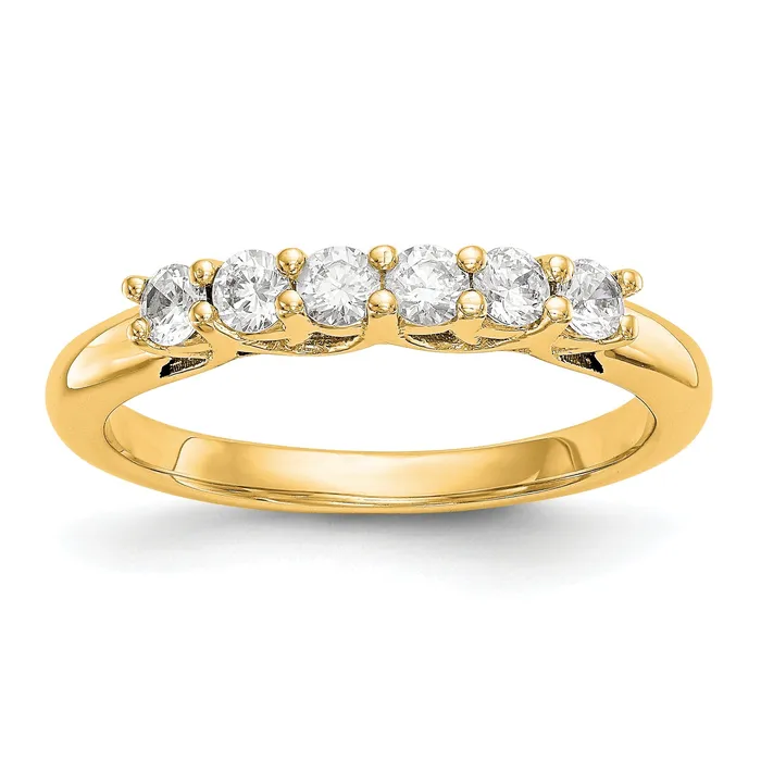 Goldia Rings 075ct CZ Solid Real 14K Yellow Gold 6Stone Wedding Band Ring Goldia Rings 075ct CZ Solid Real 14K Yellow Gold 6Stone Wedding Band Ring