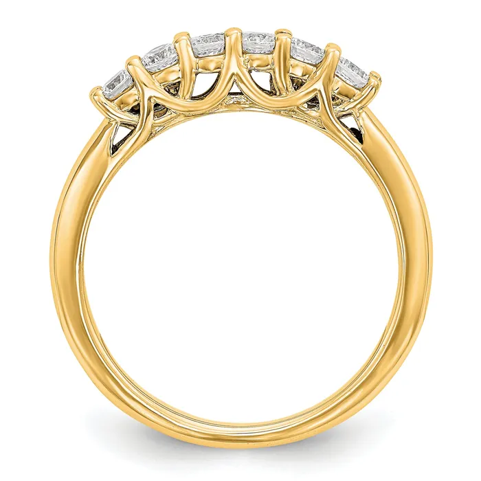 Goldia Rings 075ct CZ Solid Real 14K Yellow Gold 6Stone Wedding Band Ring