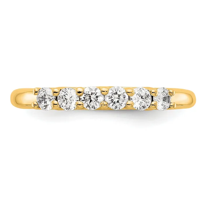 Goldia Rings 075ct CZ Solid Real 14K Yellow Gold 6Stone Wedding Band Ring