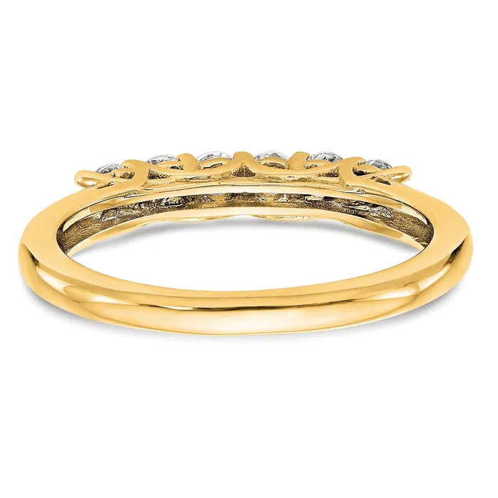 Goldia Rings 075ct CZ Solid Real 14K Yellow Gold 6Stone Wedding Band Ring