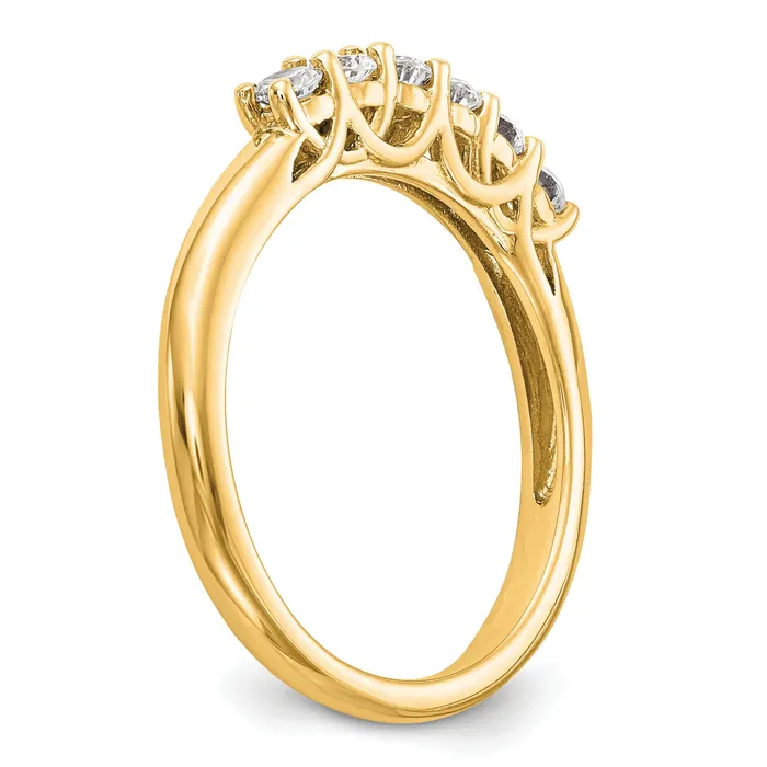 Goldia Rings 075ct CZ Solid Real 14K Yellow Gold 6Stone Wedding Band Ring