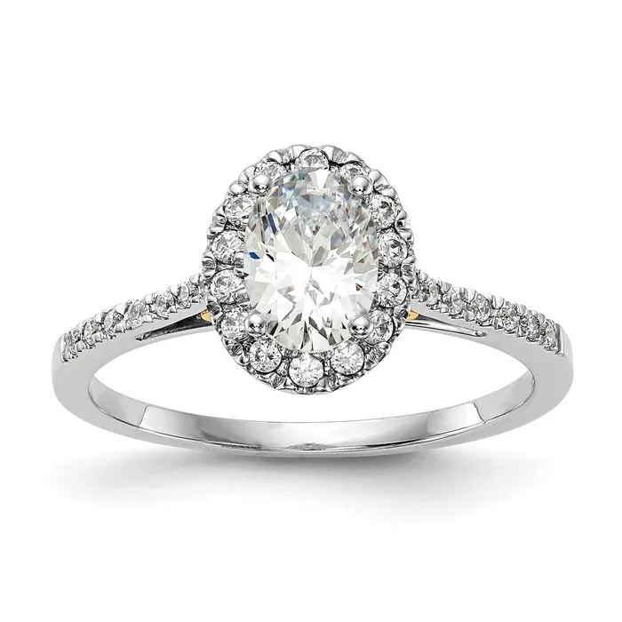 Goldia Rings 100ct CZ Solid Real 14k Twotone Oval Halo Engagement Ring