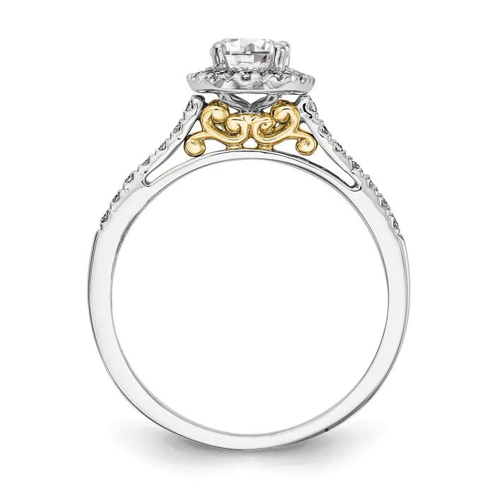 Goldia Rings 100ct CZ Solid Real 14k Twotone Oval Halo Engagement Ring
