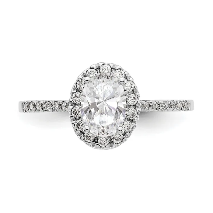 Goldia Rings 100ct CZ Solid Real 14k Twotone Oval Halo Engagement Ring