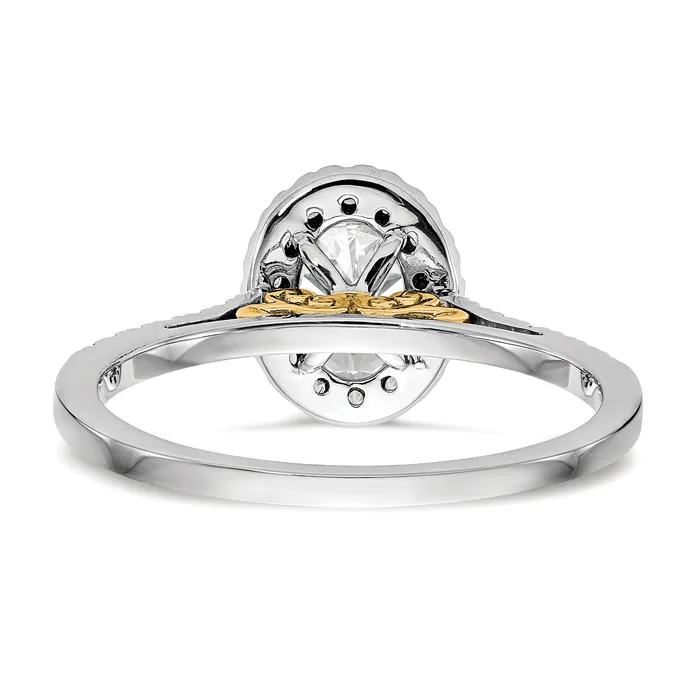 Goldia Rings 100ct CZ Solid Real 14k Twotone Oval Halo Engagement Ring