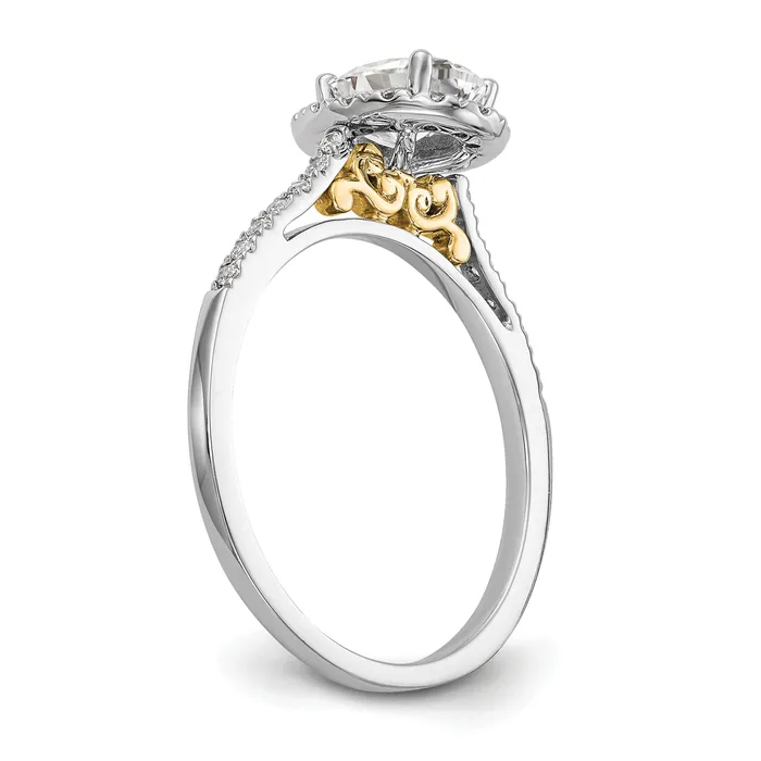 Goldia Rings 100ct CZ Solid Real 14k Twotone Oval Halo Engagement Ring