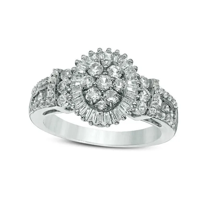 Goldia Rings 117 CT TW Composite Natural Diamond Oval Frame Collar Ring in Solid 10K White Gold Goldia Rings 117 CT TW Composite Natural Diamond Oval Frame Collar Ring in Solid 10K White Gold