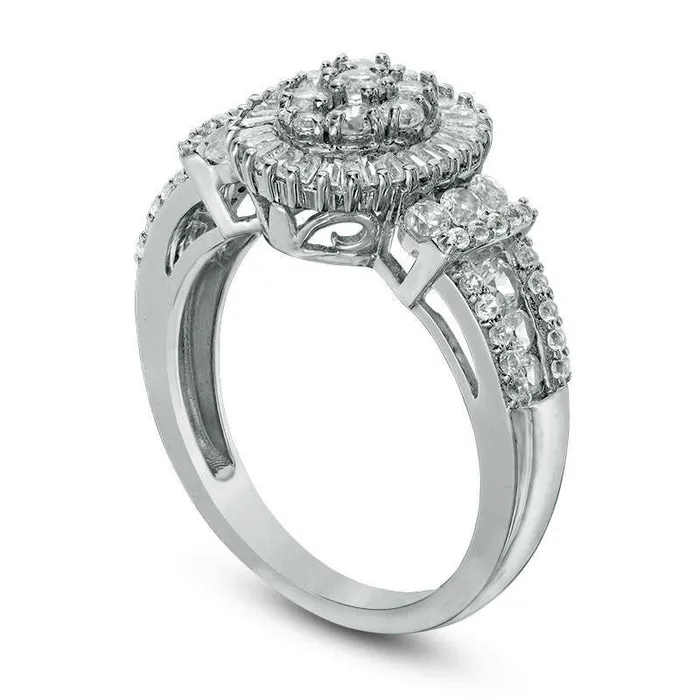 Goldia Rings 117 CT TW Composite Natural Diamond Oval Frame Collar Ring in Solid 10K White Gold Goldia Rings 117 CT TW Composite Natural Diamond Oval Frame Collar Ring in Solid 10K White Gold