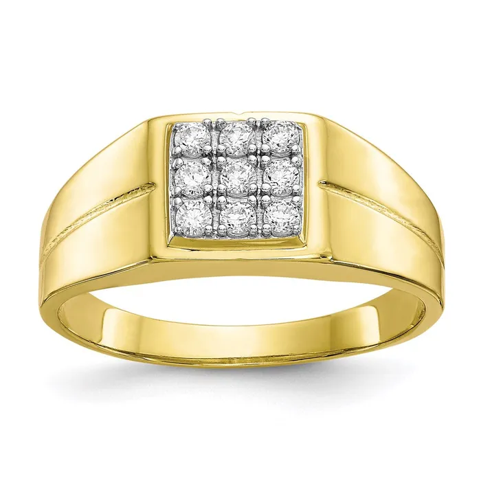 Goldia Rings 10K Yellow Gold Mens CZ Ring