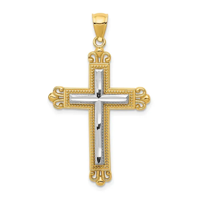 Goldia Rings 14k Twotone Gold Cross Pendant