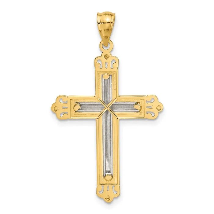 Goldia Rings 14k Twotone Gold Cross Pendant