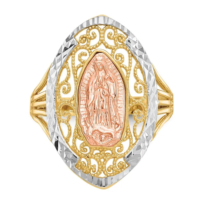 Goldia Rings 14k Twotone Gold wWhite Rhodium Filigree Guadalupe Ring