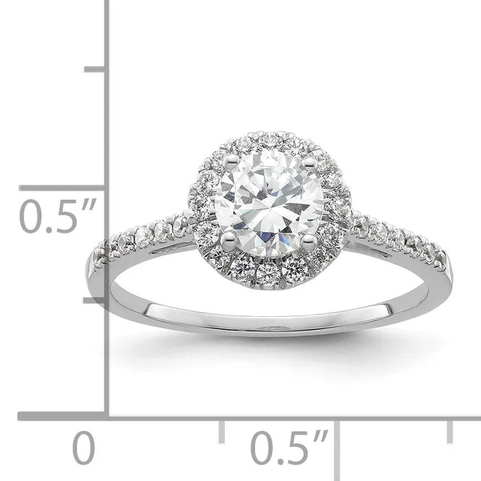 Goldia Rings 14k White Gold 14 Ct Lab Grown Diamond VSSI G 34 Ct Center Halo Engagement Ring