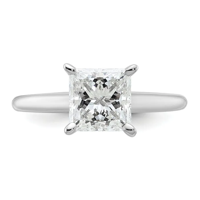 Goldia Rings 14k White Gold 2 Ct Certified Lab Grown Diamond VSSI G Princess Solitare Engagement Ring