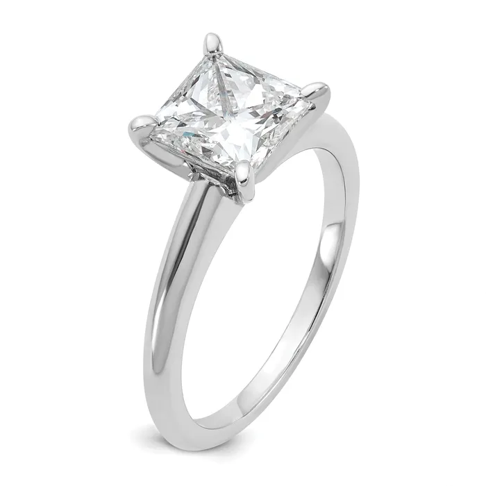 Goldia Rings 14k White Gold 2 Ct Certified Lab Grown Diamond VSSI G Princess Solitare Engagement Ring