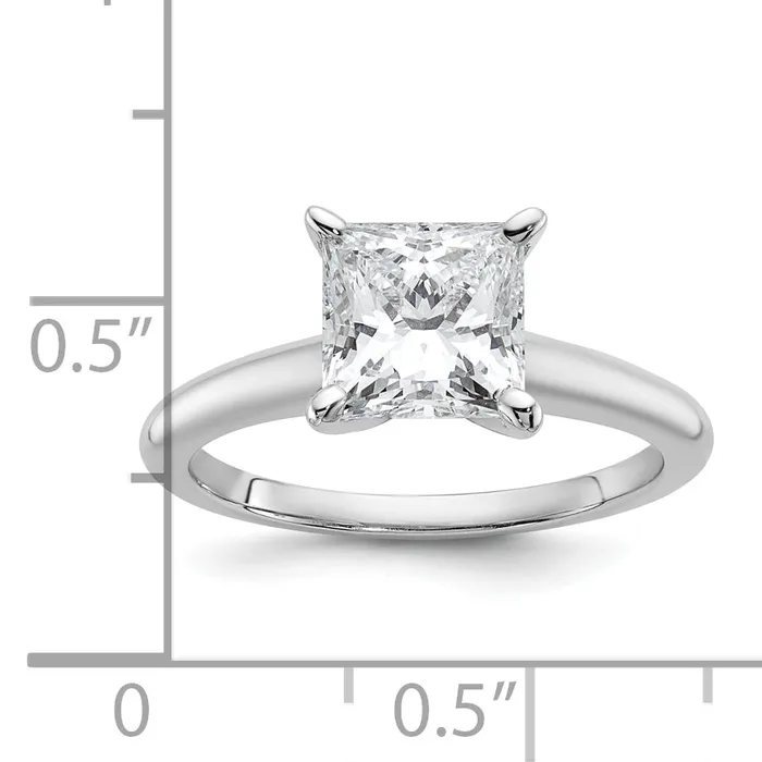 Goldia Rings 14k White Gold 2 Ct Certified Lab Grown Diamond VSSI G Princess Solitare Engagement Ring
