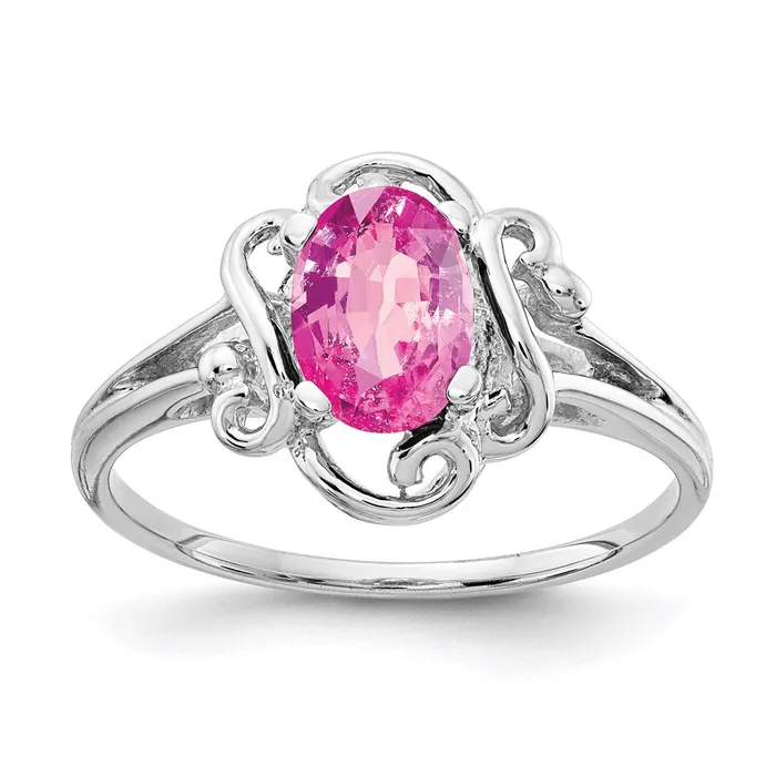 Goldia Rings 14k White Gold 7x5mm Oval Pink Sapphire ring