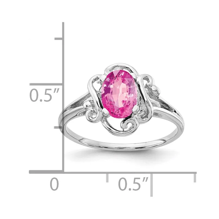 Goldia Rings 14k White Gold 7x5mm Oval Pink Sapphire ring