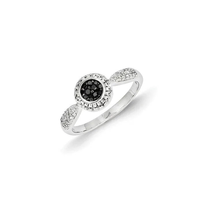Goldia Rings 14k White Gold Black and White Diamond Circle Ring