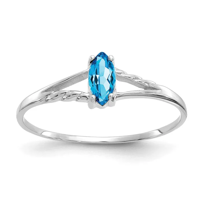Goldia Rings 14k White Gold Blue Topaz Birthstone Ring