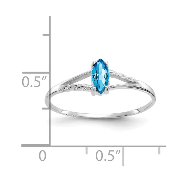 Goldia Rings 14k White Gold Blue Topaz Birthstone Ring
