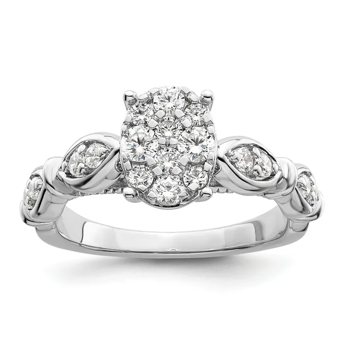 Goldia Rings 14K White Gold Lab Grown Diamond VSSI G Cluster Ring